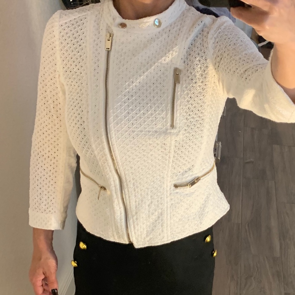 Ann Taylor eyelet moto style jacket